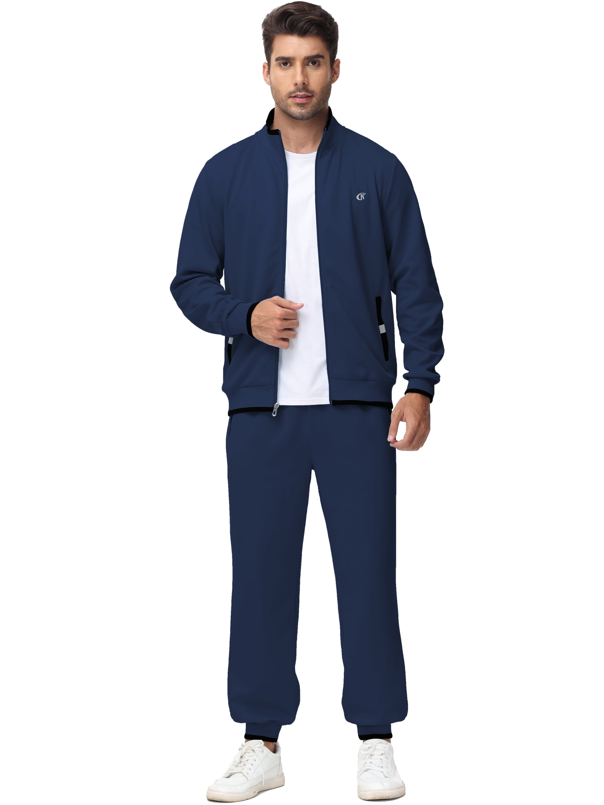 Men'S Tracksuits Sweatsuits for Men Set Track Suits 2 Piece Casual Athletic Jogging Warm up Full Zip Sweat Suits Navy S