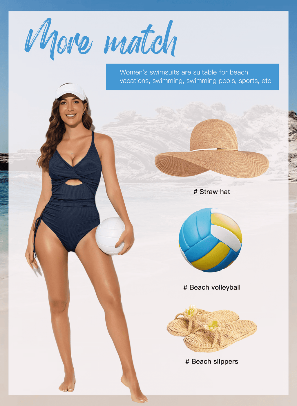 Women One-Piece Swimsuit Ribbed Tummy Control High Cut One Piece Bathing Suit Sexy V Neck Criss Cross Monikini Drawstring Bathing Suits Swim Suits
