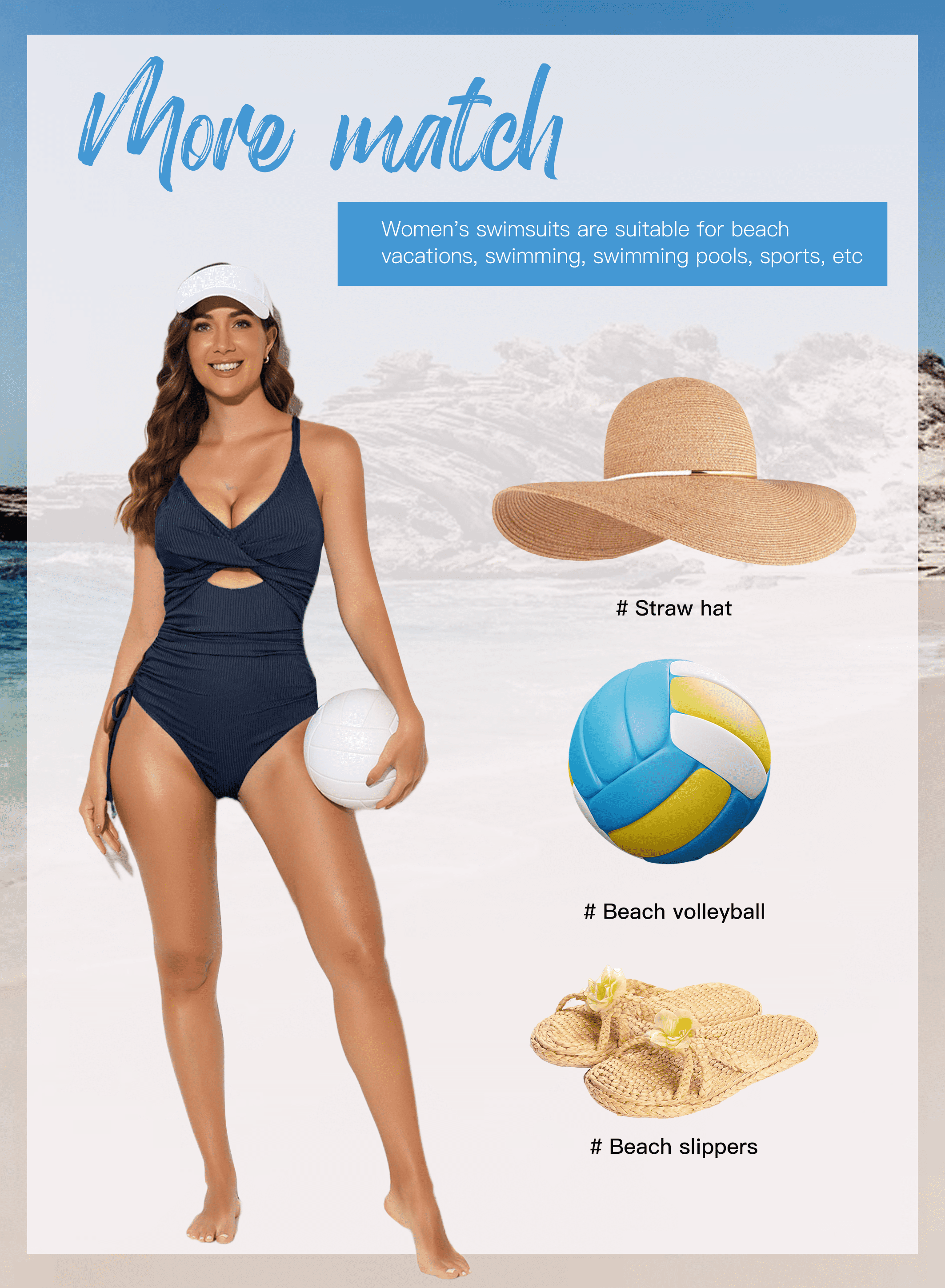 Women One-Piece Swimsuit Ribbed Tummy Control High Cut One Piece Bathing Suit Sexy V Neck Criss Cross Monikini Drawstring Bathing Suits Swim Suits