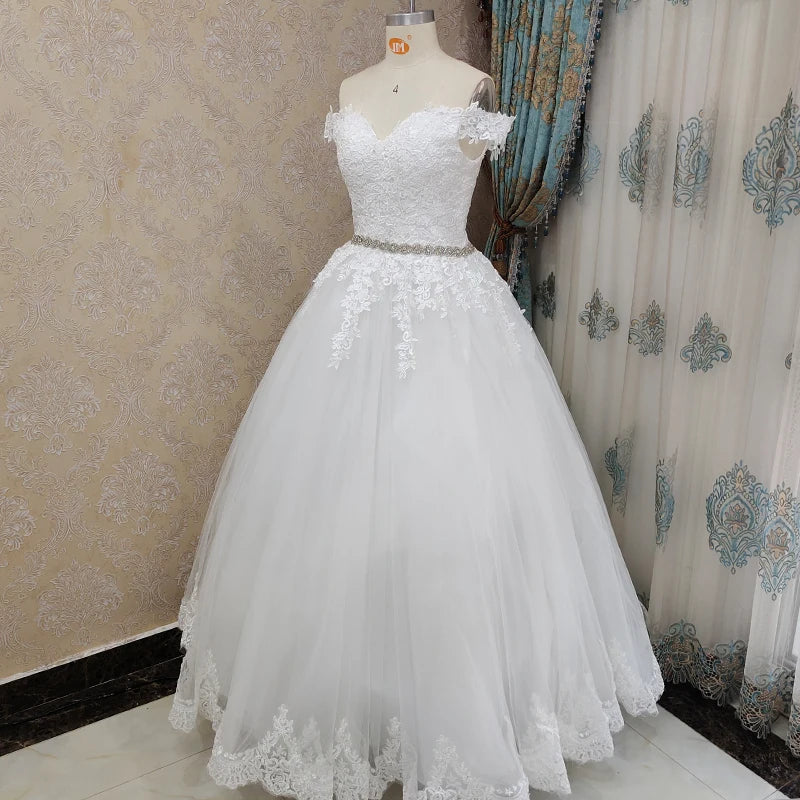 ZJ9183 2024 off Shoulder Embroidery Charming Sweetheart White Wedding Dress Custom Made Size Ball Gown Wedding Dresse
