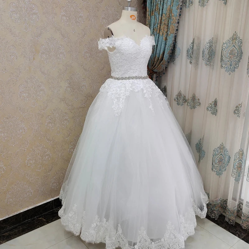 ZJ9183 2024 off Shoulder Embroidery Charming Sweetheart White Wedding Dress Custom Made Size Ball Gown Wedding Dresse