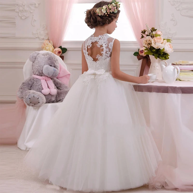 Summer Girl Party Dress White Bridesmaid Princess Dress Kids Dresses for Girls Clothes Children Wedding Dress 10 12 Years
