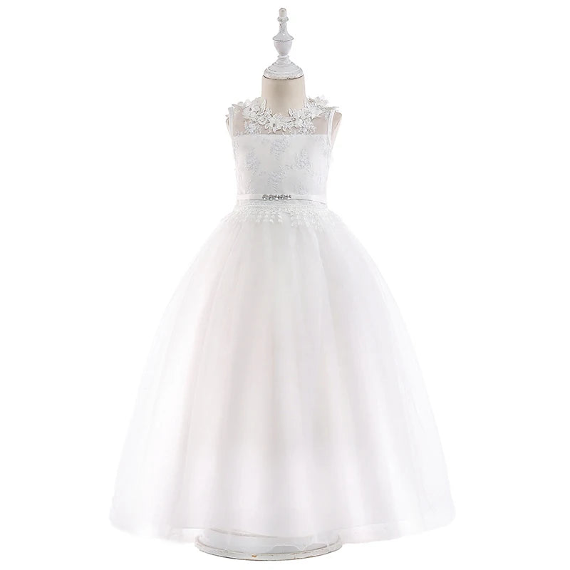 Summer Girl Party Dress White Bridesmaid Princess Dress Kids Dresses for Girls Clothes Children Wedding Dress 10 12 Years