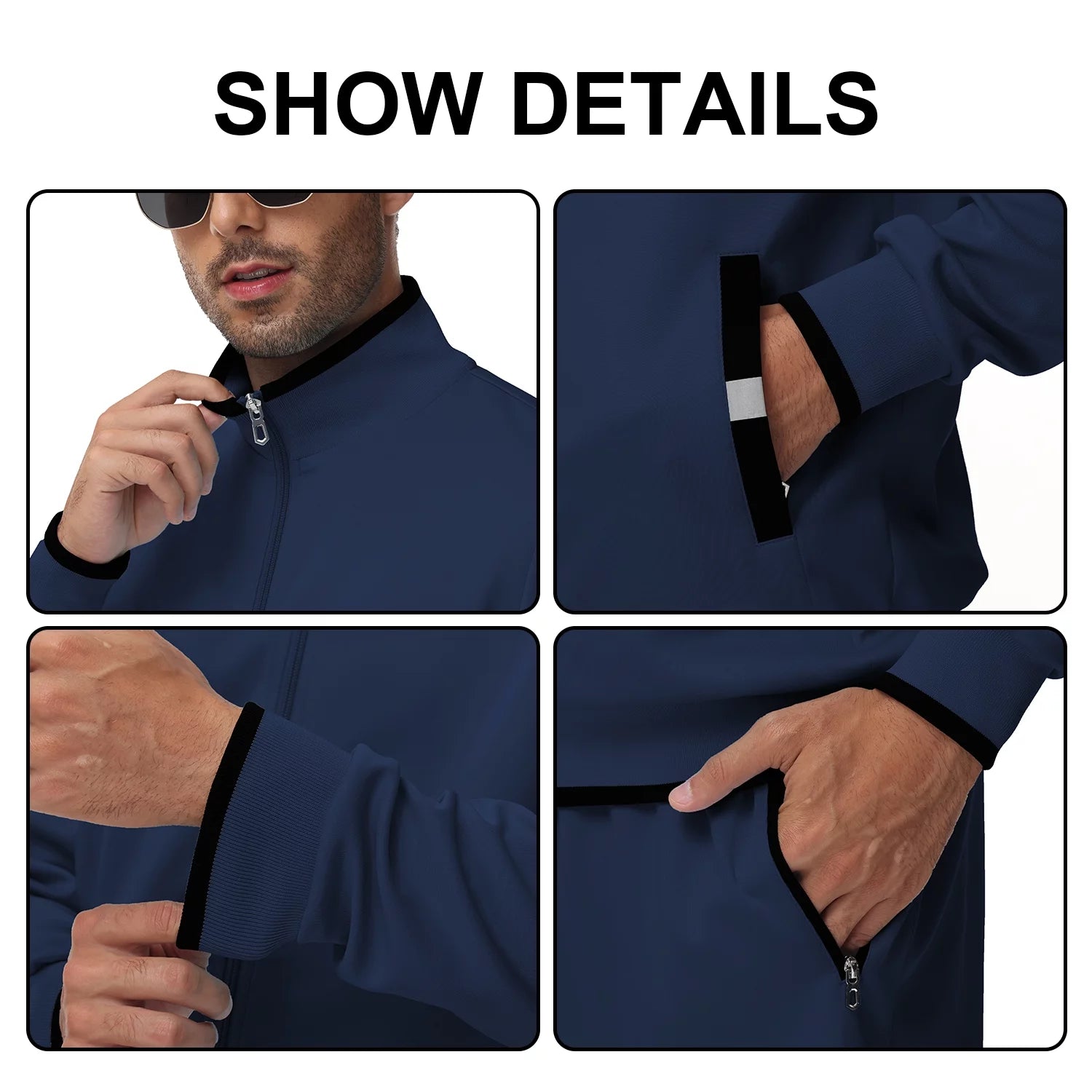 Men'S Tracksuits Sweatsuits for Men Set Track Suits 2 Piece Casual Athletic Jogging Warm up Full Zip Sweat Suits Navy S