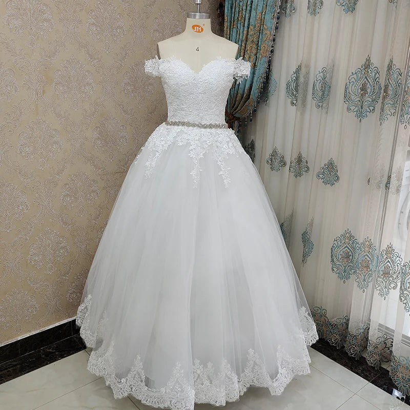 ZJ9183 2024 off Shoulder Embroidery Charming Sweetheart White Wedding Dress Custom Made Size Ball Gown Wedding Dresse