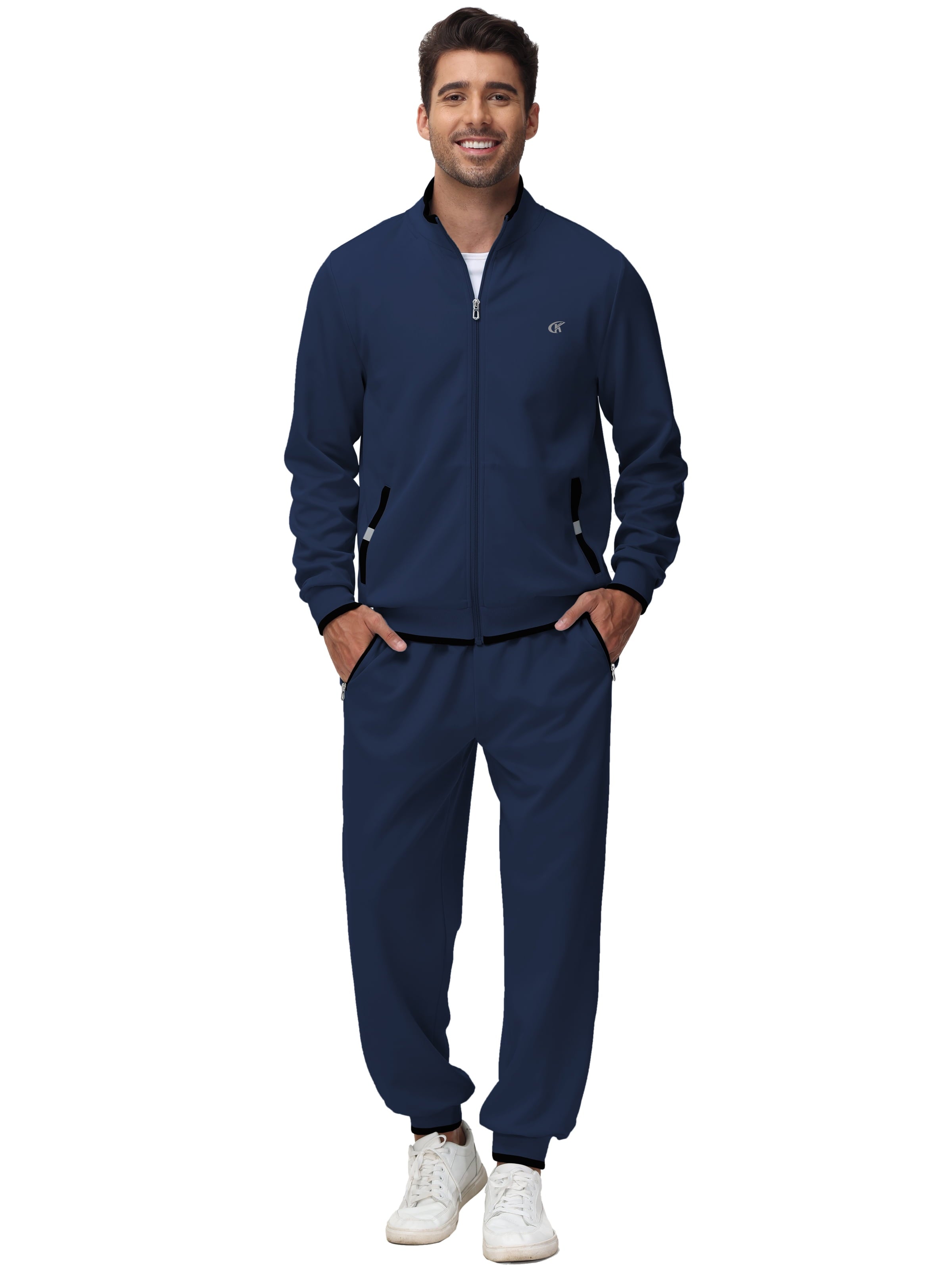 Men'S Tracksuits Sweatsuits for Men Set Track Suits 2 Piece Casual Athletic Jogging Warm up Full Zip Sweat Suits Navy S