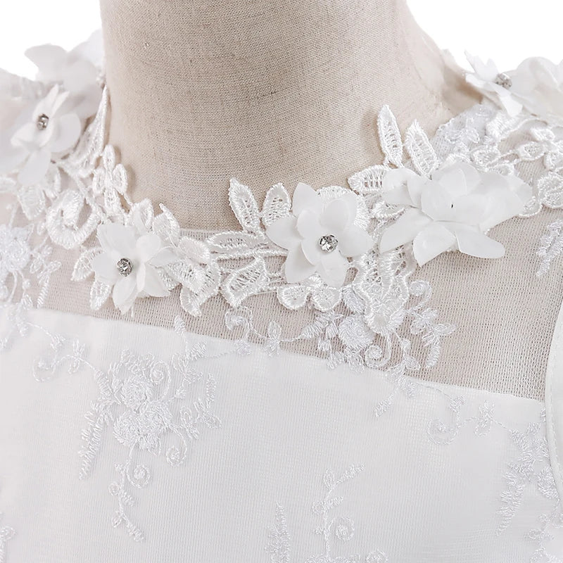 Summer Girl Party Dress White Bridesmaid Princess Dress Kids Dresses for Girls Clothes Children Wedding Dress 10 12 Years