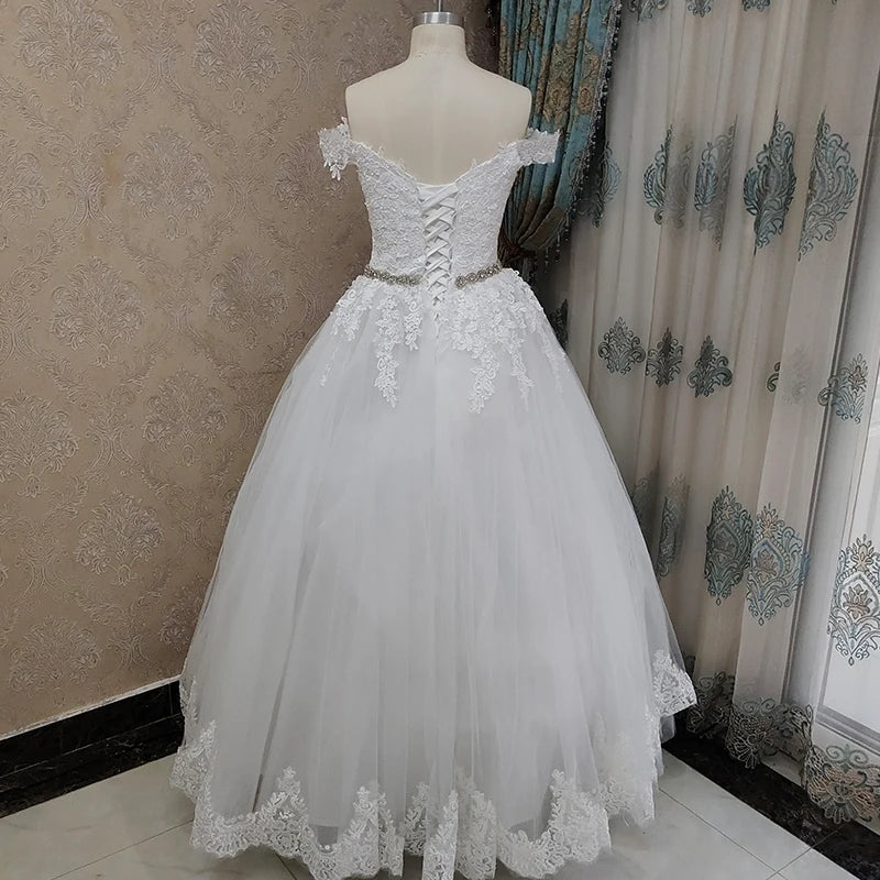 ZJ9183 2024 off Shoulder Embroidery Charming Sweetheart White Wedding Dress Custom Made Size Ball Gown Wedding Dresse