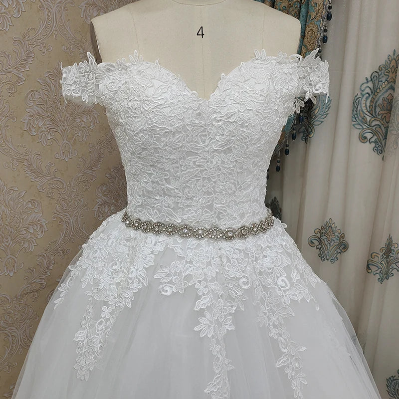 ZJ9183 2024 off Shoulder Embroidery Charming Sweetheart White Wedding Dress Custom Made Size Ball Gown Wedding Dresse