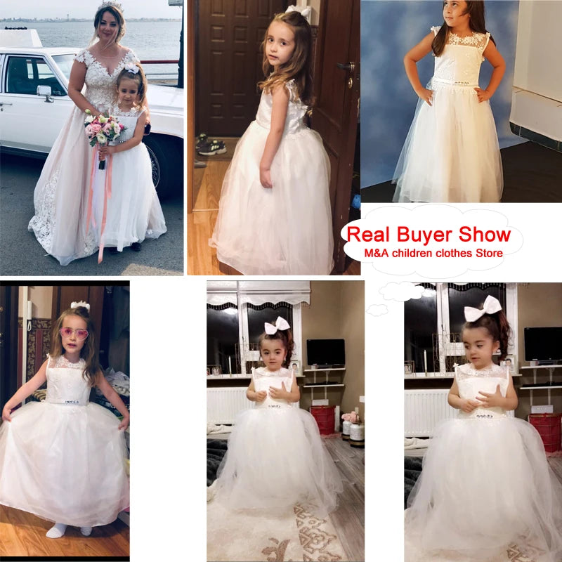 Summer Girl Party Dress White Bridesmaid Princess Dress Kids Dresses for Girls Clothes Children Wedding Dress 10 12 Years